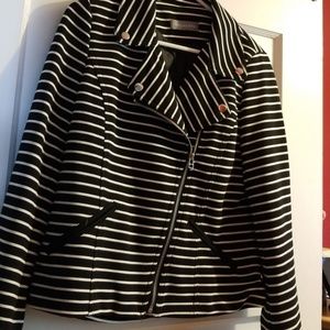 Stripped zipper blazer